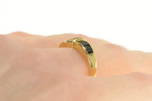 Load image into Gallery viewer, 14K Baguette Sapphire Diamond Wavy Statement Ring Yellow Gold