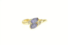 Load image into Gallery viewer, 14K Oval Tanzanite Diamond Accent Bypass Ring Yellow Gold