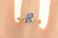 Load image into Gallery viewer, 14K Oval Tanzanite Diamond Accent Bypass Ring Yellow Gold