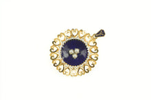 Load image into Gallery viewer, 18K 1960&#39;s Enamel Pearl Heart Filigree Statement Charm/Pendant Yellow Gold