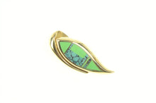 Load image into Gallery viewer, 14K Ray Tracey Knifewing Turquoise Navajo Leaf Pendant Yellow Gold