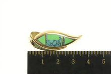 Load image into Gallery viewer, 14K Ray Tracey Knifewing Turquoise Navajo Leaf Pendant Yellow Gold