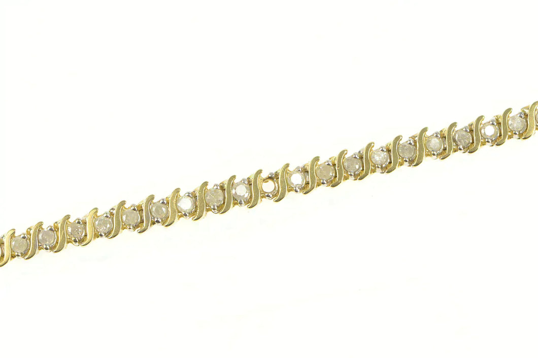 14K 1.50 Ctw Diamond Wavy Link Classic Tennis Bracelet 7.75