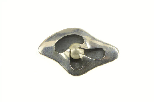Sterling Silver 1950's Abstract Designer Curvy Statement Pin/Brooch