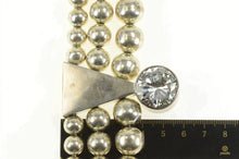 Load image into Gallery viewer, Sterling Silver 35.5mm Tiered Round Beaded Geometric CZ Necklace 15&quot;