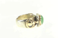Load image into Gallery viewer, Sterling Silver Ornate Chinese Green Chalcedony 18k Two Tone Ring