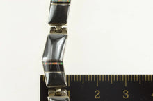 Load image into Gallery viewer, Sterling Silver S Tso Navajo Hematite Onyx Opal Zig Zag Bracelet 6.75&quot;