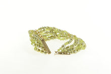 Load image into Gallery viewer, 14K Green Pearl Beaded Tiered Chain Bar Accent Bracelet 6.75&quot; Yellow Gold