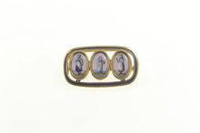 Load image into Gallery viewer, 14K Swiss Ceramic Painted Ladies Enamel Pin/Brooch Yellow Gold