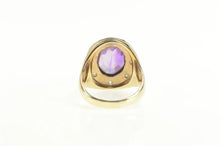 Load image into Gallery viewer, 14K Art Deco Amethyst Diamond Halo Etched Ring Yellow Gold