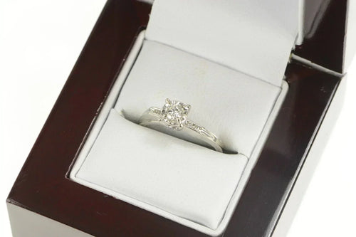 14K 0.20 Ctw Diamond Solitaire Classic Engagement Ring White Gold