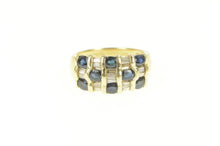 Load image into Gallery viewer, 14K Natural Sapphire Baguette Diamond Statement Ring Yellow Gold