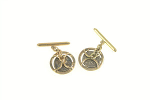 14K Ancient Roman Coin Tribute Bezel Statement Cuff Links Yellow Gold