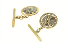 Load image into Gallery viewer, 14K Ancient Roman Coin Tribute Bezel Statement Cuff Links Yellow Gold
