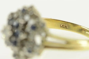 14K 0.83 Ctw Diamond Sapphire Halo Round Cluster Ring Yellow Gold