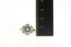 14K 0.83 Ctw Diamond Sapphire Halo Round Cluster Ring Yellow Gold
