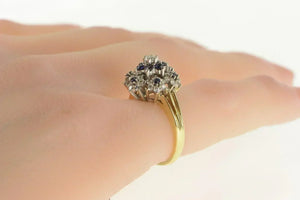 14K 0.83 Ctw Diamond Sapphire Halo Round Cluster Ring Yellow Gold