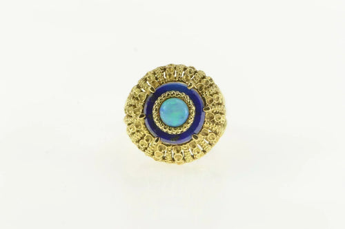 18K Opal Lapis Lazuli 1960's Domed Cocktail Ring Yellow Gold