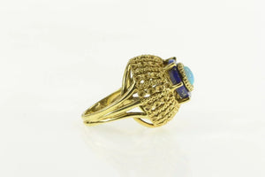 18K Opal Lapis Lazuli 1960's Domed Cocktail Ring Yellow Gold