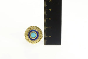18K Opal Lapis Lazuli 1960's Domed Cocktail Ring Yellow Gold