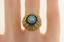 Load image into Gallery viewer, 18K Opal Lapis Lazuli 1960&#39;s Domed Cocktail Ring Yellow Gold