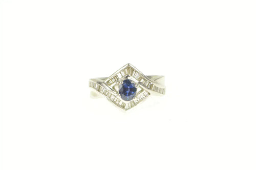 Platinum 0.97 Ctw Natural Sapphire Baguette Engagement Ring