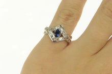 Load image into Gallery viewer, Platinum 0.97 Ctw Natural Sapphire Baguette Engagement Ring