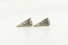 Load image into Gallery viewer, Sterling Silver Ice Cream Cone Cubic Zirconia Solitaire Earrings