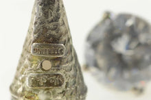 Load image into Gallery viewer, Sterling Silver Ice Cream Cone Cubic Zirconia Solitaire Earrings
