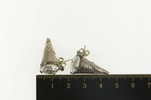 Load image into Gallery viewer, Sterling Silver Ice Cream Cone Cubic Zirconia Solitaire Earrings