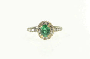 14K 1.43 Ctw Emerald Diamond Halo Engagement Ring White Gold