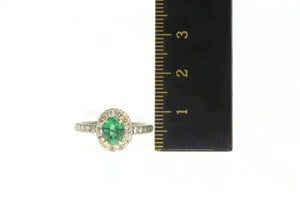 14K 1.43 Ctw Emerald Diamond Halo Engagement Ring White Gold