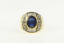 Load image into Gallery viewer, 18K 5.59 Ctw Natural Sapphire Diamond Halo Squared Ring Yellow Gold