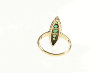 Load image into Gallery viewer, 14K Victorian Marquise Emerald Seed Pearl Navette Ring Yellow Gold