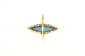 10K Victorian Marquise Turquoise Rose Diamond Ring Yellow Gold