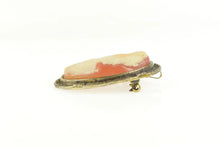 Load image into Gallery viewer, Gold Filled Carved Shell Cameo Ornate Floral Filigree Trim Pin/Brooch