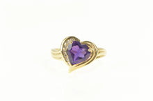 Load image into Gallery viewer, 14K Heart Amethyst Diamond Accent Love Symbol Ring Yellow Gold