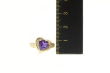 Load image into Gallery viewer, 14K Heart Amethyst Diamond Accent Love Symbol Ring Yellow Gold