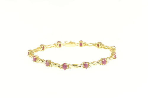 14K 2.70 Ctw Ruby Diamond Accent Classic Tennis Bracelet 6.75