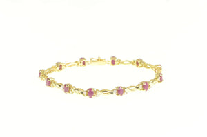 14K 2.70 Ctw Ruby Diamond Accent Classic Tennis Bracelet 6.75" Yellow Gold
