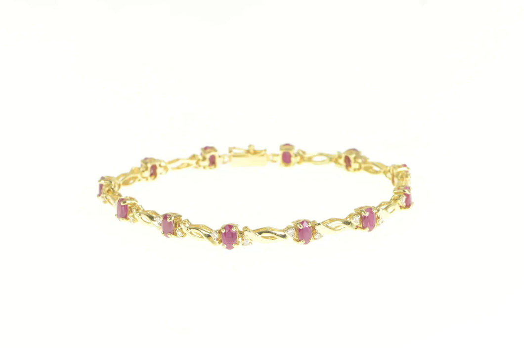 14K 2.70 Ctw Ruby Diamond Accent Classic Tennis Bracelet 6.75