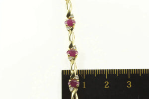 14K 2.70 Ctw Ruby Diamond Accent Classic Tennis Bracelet 6.75" Yellow Gold