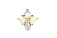 Load image into Gallery viewer, 10K Oval Opal Cabochon Diamond Cocktail Ring Yellow Gold