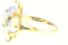 Load image into Gallery viewer, 10K Oval Opal Cabochon Diamond Cocktail Ring Yellow Gold