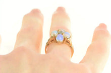 Load image into Gallery viewer, 10K Oval Opal Cabochon Diamond Cocktail Ring Yellow Gold