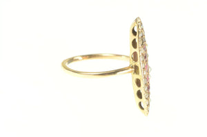 14K Victorian Ruby Seed Pearl Navette Ring Yellow Gold