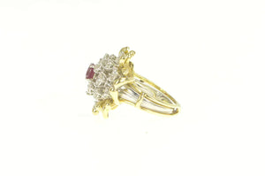 Platinum 3.75 Ctw Ruby Diamond Cluster Engagement Set Ring