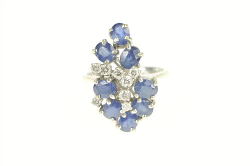 14K 1.88 Ctw Natural Sapphire VVS Diamond Cocktail Ring White Gold