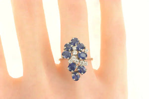 14K 1.88 Ctw Natural Sapphire VVS Diamond Cocktail Ring White Gold
