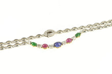 Load image into Gallery viewer, 18K 11.65 Ctw Sapphire Ruby Diamond Emerald Necklace 15.5&quot; White Gold